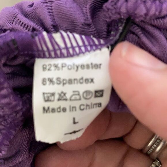 Women’s Leggings/High Waisted Yoga Pants Textured Purple Fabric Size L NEW - Picture 8 of 10